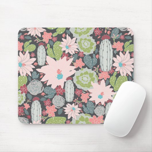 Cactus Succulent Planten in Greens Pinks Pattern Muismat (Met muis)