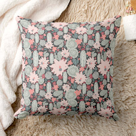 Cactus Succulent Planten in Pinks Mint Pattern Kussen