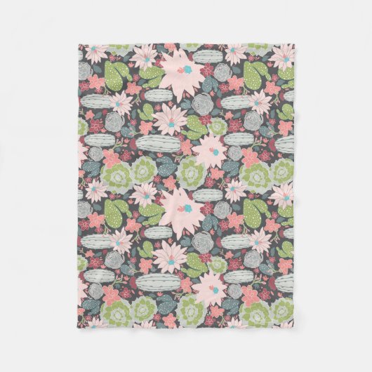 Cactus Succulent Planten Patroon Fleece Deken (Voorkant)