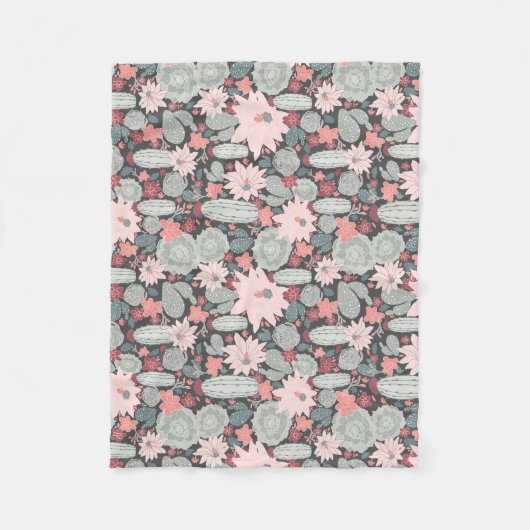 Cactus Succulent Planten Pattern in Mint and Pinks Fleece Deken (Voorkant)
