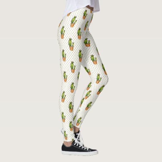Cactus & Succulent Polk Dot Patroon 3 Leggings (Rechts)
