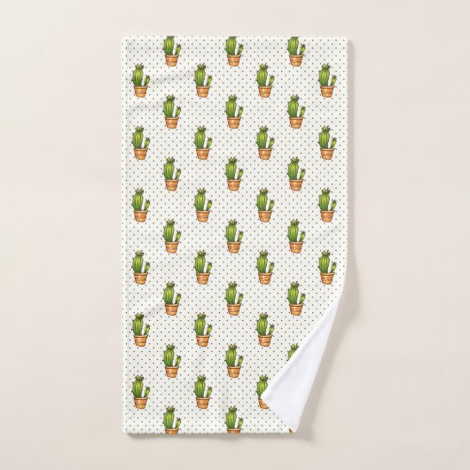 Cactus & Succulent Polk Dot Pattern Bad Handdoek (Handdoek)