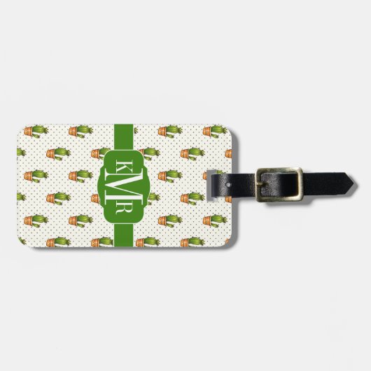 Cactus & Succulent Polk Dot Pattern Bagagelabel (Voorkant horizontaal)