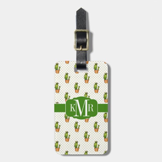 Cactus & Succulent Polk Dot Pattern Bagagelabel (Voorkant verticaal)