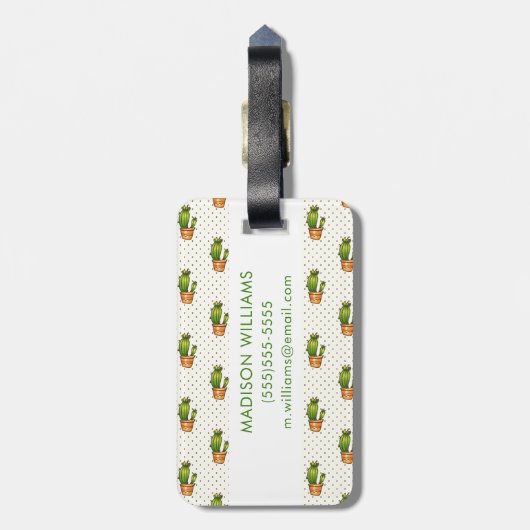 Cactus & Succulent Polk Dot Pattern Bagagelabel (Achterkant verticaal)