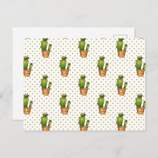 Cactus & Succulent Polk Dot Pattern Briefkaart (Voorkant / Achterkant)