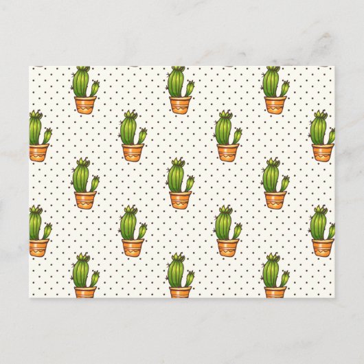 Cactus & Succulent Polk Dot Pattern Briefkaart (Voorkant)