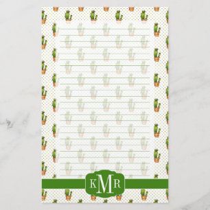Cactus & Succulent Polk Dot Pattern Briefpapier