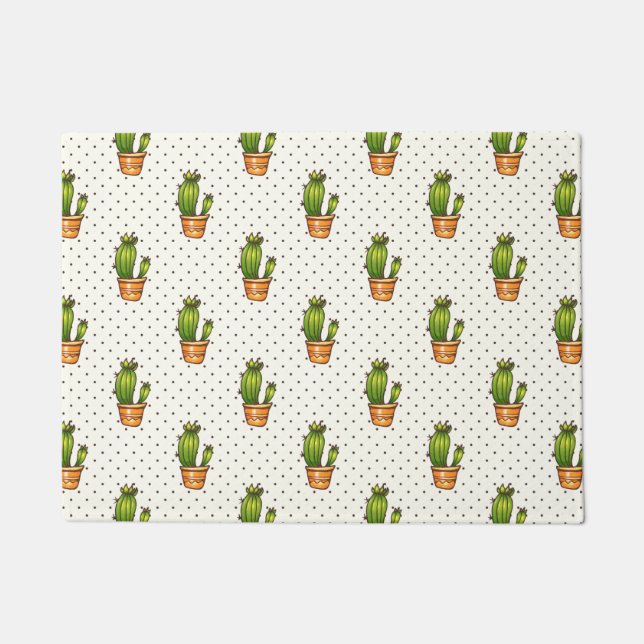 Cactus & Succulent Polk Dot Pattern Deurmat (Voorkant)