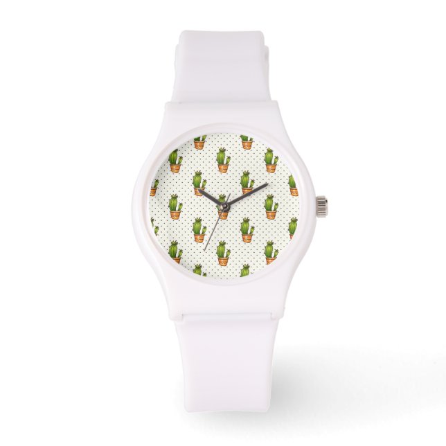 Cactus & Succulent Polk Dot Pattern Horloge (Voorkant)