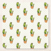 Cactus & Succulent Polk Dot Pattern Kartonnen Onderzetters (Voorkant)