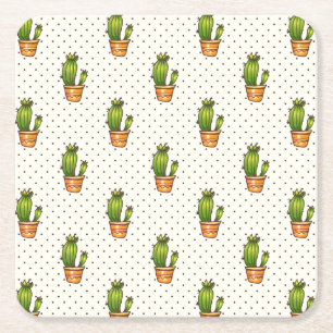 Cactus & Succulent Polk Dot Pattern Kartonnen Onderzetters