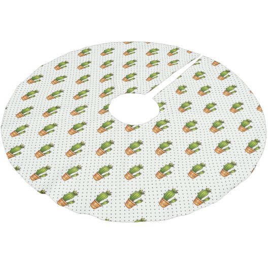 Cactus & Succulent Polk Dot Pattern Kerstboom Rok (Gekanteld)