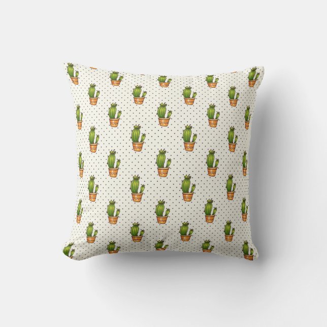 Cactus & Succulent Polk Dot Pattern Kussen (Voorkant)