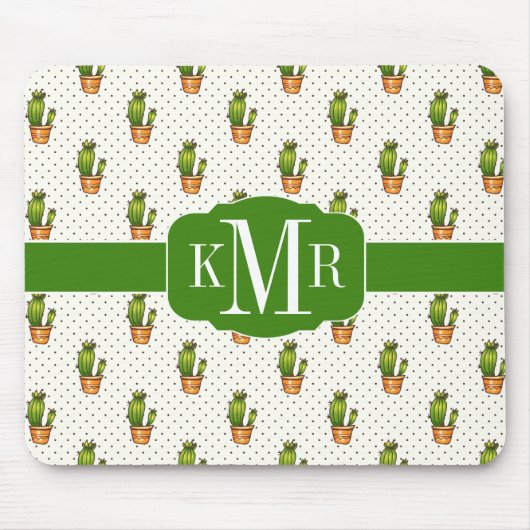 Cactus & Succulent Polk Dot Pattern Muismat (Voorkant)