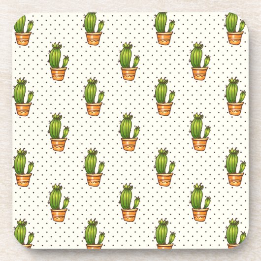 Cactus & Succulent Polk Dot Pattern Onderzetter (Voorkant)
