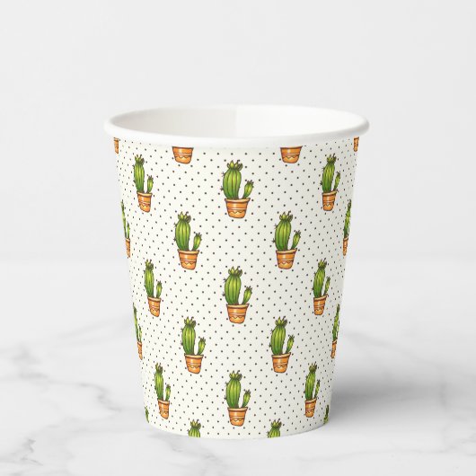 Cactus & Succulent Polk Dot Pattern Papieren Bekers (Links)
