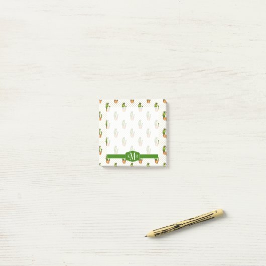 Cactus & Succulent Polk Dot Pattern Post-it® Notes (Op bureau)