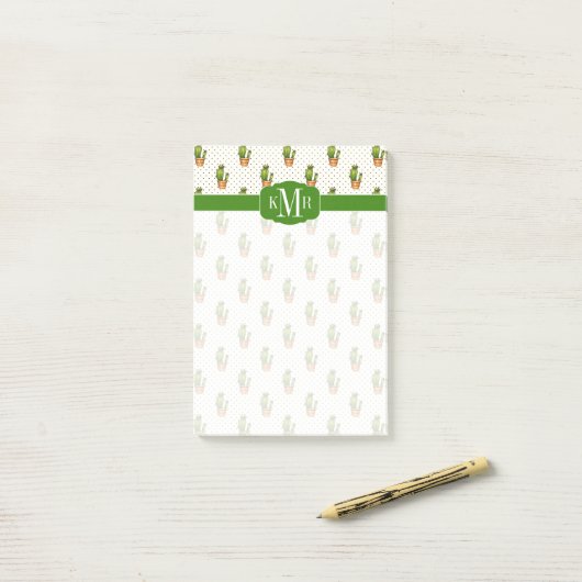 Cactus & Succulent Polk Dot Pattern Post-it® Notes (Op bureau)
