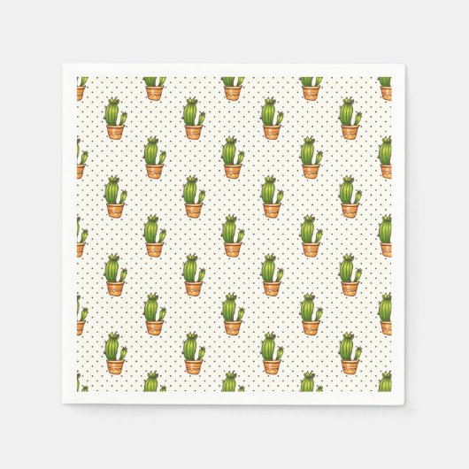 Cactus & Succulent Polk Dot Pattern Servetten (Voorkant)