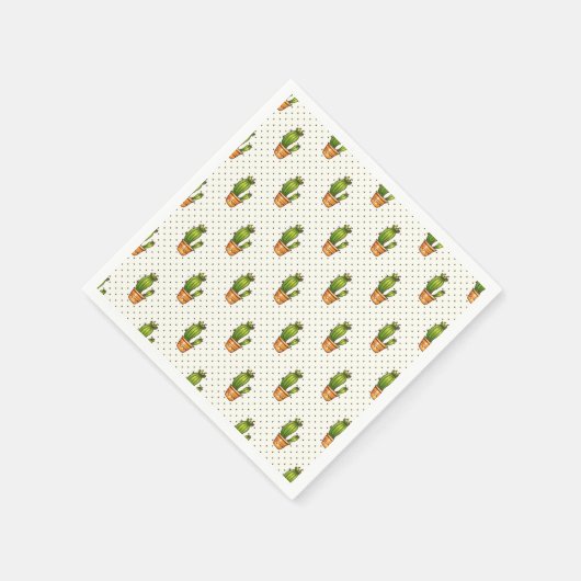 Cactus & Succulent Polk Dot Pattern Servetten (Hoek)