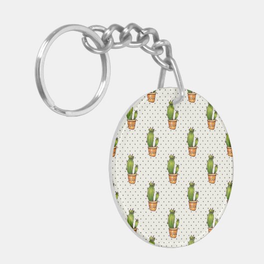 Cactus & Succulent Polk Dot Pattern Sleutelhanger (Voorkant Links)