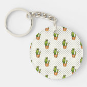 Cactus & Succulent Polk Dot Pattern Sleutelhanger (Voorkant)