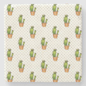 Cactus & Succulent Polk Dot Pattern Stenen Onderzetter (Voorkant)