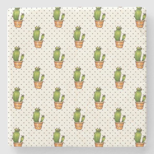 Cactus & Succulent Polk Dot Pattern Stenen Onderzetter (Voorkant)