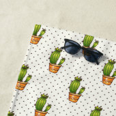 Cactus & Succulent Polk Dot Pattern Strandlaken (In situ)