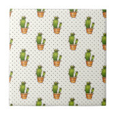 Cactus & Succulent Polk Dot Pattern Tegeltje (Voorkant)
