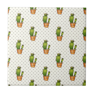 Cactus & Succulent Polk Dot Pattern Tegeltje