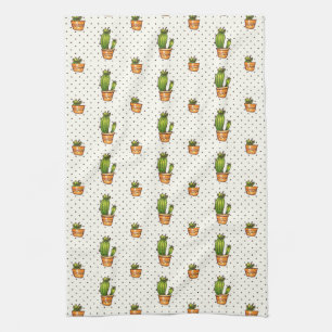 Cactus & Succulent Polk Dot Pattern Theedoek