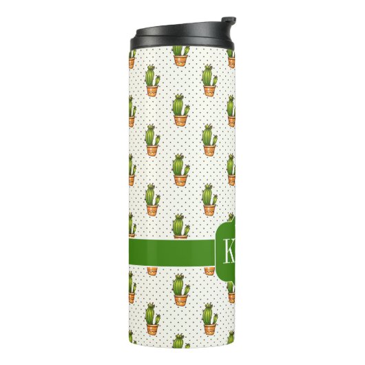 Cactus & Succulent Polk Dot Pattern Thermosbeker (Gedraaid links)