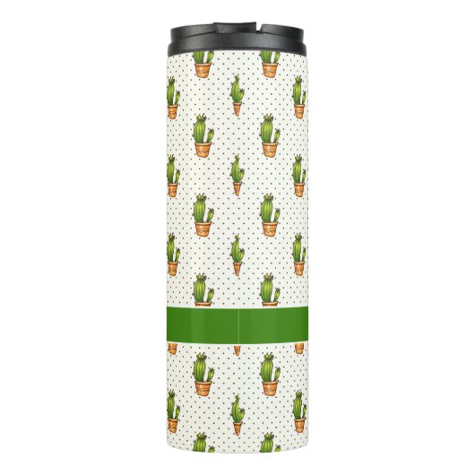 Cactus & Succulent Polk Dot Pattern Thermosbeker (Achterkant)