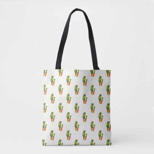 Cactus & Succulent Polk Dot Pattern Tote Bag (Voorkant)