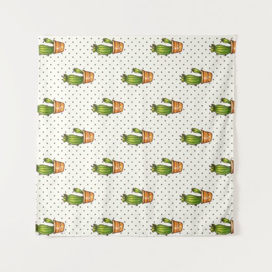 Cactus & Succulent Polk Dot Pattern Wandkleed (Voorkant)