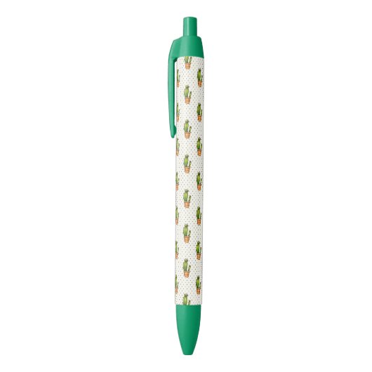 Cactus & Succulent Polk Dot Pattern Zwarte Inkt Pen (Top (Verticaal))