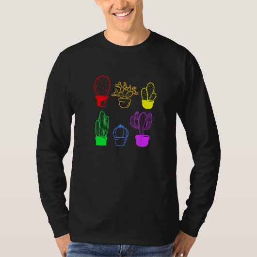 Cactus Succulent Pride Rainbow Plant Subtle Lgbt G T-shirt (Voorkant)