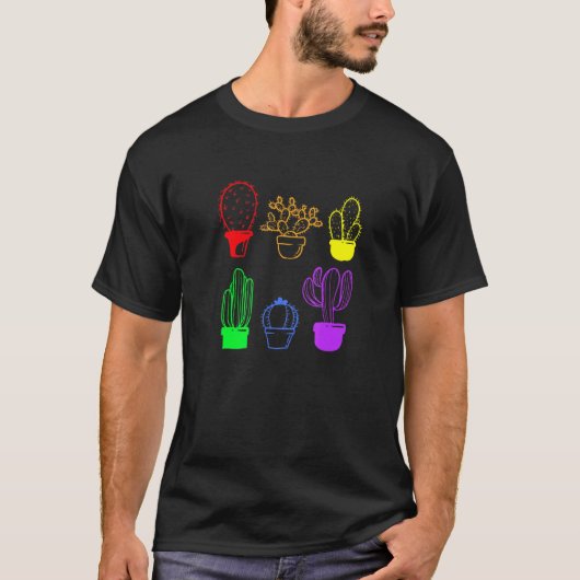 Cactus Succulent Pride Rainbow Plant Subtle Lgbt G T-shirt (Voorkant)