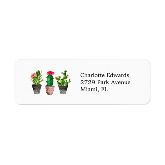 Cactus Succulent Return Address Labels (Voorkant)