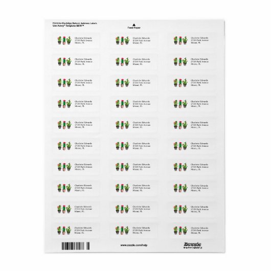Cactus Succulent Return Address Labels (Full Sheet)