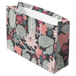 Cactus Succulent Roze Groen Bruin Patroon Groot Cadeauzakje