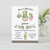 Cactus Succulent Southwestern Wild One Uitnodigen Kaart (Staand voorkant)