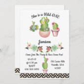 Cactus Succulent Southwestern Wild One Uitnodigen Kaart (Voorkant / Achterkant)