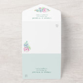 Cactus Succulent String Licht Pink Wedding All In One Uitnodiging (Buitenkant)