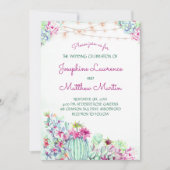 Cactus Succulent String Lights Bruiloft Uitnodigin Kaart (Voorkant)