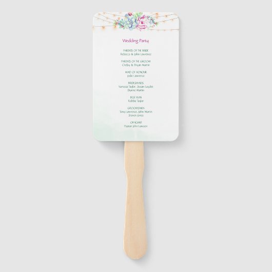 Cactus Succulent String Lights Trouwprogramma's Handwaaier (Achterkant)