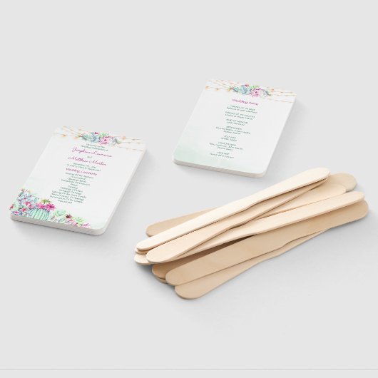 Cactus Succulent String Lights Trouwprogramma's Handwaaier (Niet-gemonteerd)