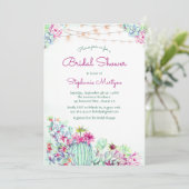 Cactus Succulent String Lights Vrijgezellenfeest Kaart (Staand voorkant)